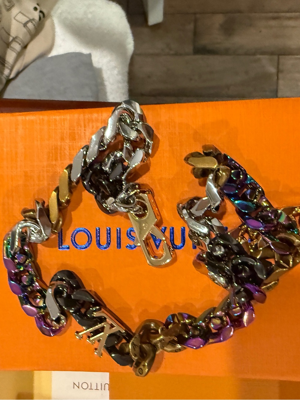 Louis Vuitton Iridescent Chain Bracelet with Gold Accents